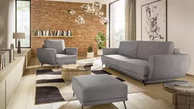 Komplektas sofa, fotelis ir pufas Megis 3+1+puf pilka