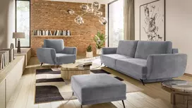 Komplektas sofa, fotelis ir pufas Megis 3+1+puf pilka