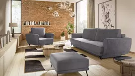 Komplektas sofa, fotelis ir pufas Megis 3+1+puf pilka