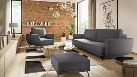 Komplektas sofa, fotelis ir pufas Megis 3+1+puf pilka