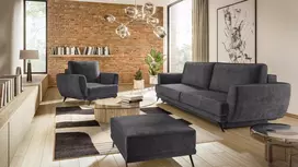 Komplektas sofa, fotelis ir pufas Megis 3+1+puf pilka