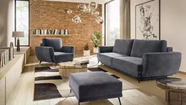 Komplektas sofa, fotelis ir pufas Megis 3+1+puf pilka