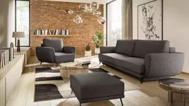 Komplektas sofa, fotelis ir pufas Megis 3+1+puf juoda