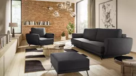 Komplektas sofa, fotelis ir pufas Megis 3+1+puf juoda