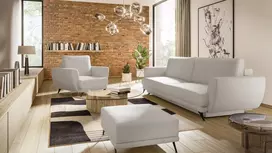 Komplektas sofa, fotelis ir pufas Megis 3+1+puf balta