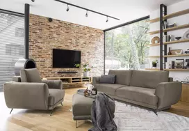 Komplektas sofa, fotelis ir pufas Megis 3+1+puf ruda