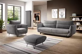 Komplektas Sofa su foteliu ir pufu Silva 3+1+puf pilka
