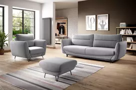 Komplektas Sofa su foteliu ir pufu Silva 3+1+puf pilka