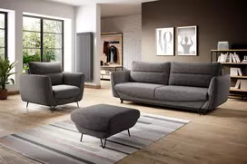 Komplektas Sofa su foteliu ir pufu Silva 3+1+puf pilka