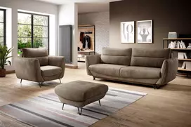 Komplektas Sofa su foteliu ir pufu Silva 3+1+puf ruda