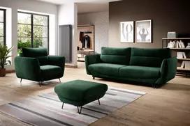 Komplektas Sofa su foteliu ir pufu Silva 3+1+puf žalia