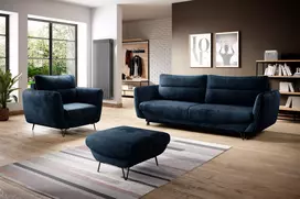 Komplektas Sofa su foteliu ir pufu Silva 3+1+puf mėlyna