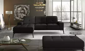 Komplektas kampinė sofa ir pufas Torrense juoda
