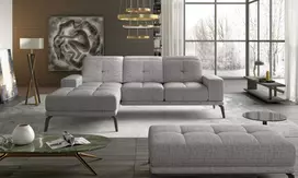 Komplektas kampinė sofa ir pufas Torrense pilka