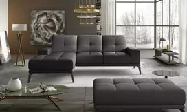 Komplektas kampinė sofa ir pufas Torrense pilka