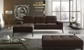Komplektas kampinė sofa ir pufas Torrense ruda