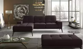 Komplektas kampinė sofa ir pufas Torrense ruda