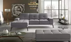 Komplektas kampinė sofa ir pufas Torrense pilka