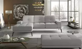 Komplektas kampinė sofa ir pufas Torrense pilka