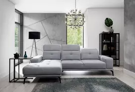 Komplektas kampinė sofa ir pufas Torrense pilka