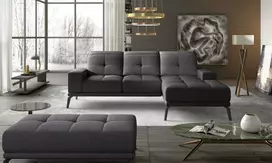 Komplektas kampinė sofa ir pufas Torrense pilka