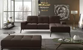 Komplektas kampinė sofa ir pufas Torrense ruda