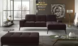 Komplektas kampinė sofa ir pufas Torrense ruda