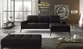 Komplektas kampinė sofa ir pufas Torrense juoda