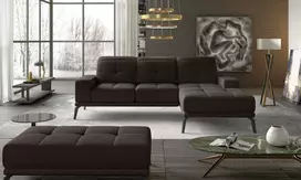 Komplektas kampinė sofa ir pufas Torrense ruda