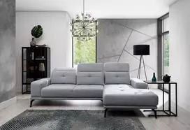 Komplektas kampinė sofa ir pufas Torrense pilka
