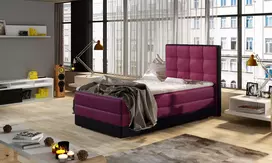 Continental lova su patalynės dėže dešinėje Aster 90x200, violetinė, audinys Mat Velvet 68, Mat Velvet 99