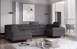 Kampinė sofa Escada su patalynės dėže, audinys Dora 96