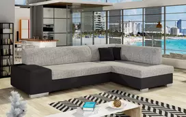Kampinė sofa Fabio su patalynės dėže, audinys Berlin 01, Soft 11