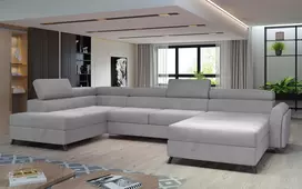 Kampinė sofa Josette su patalynės dėže, audinys Monolith 84