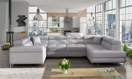 Kampinė sofa Letto su patalynės dėže, audinys Sawana 21