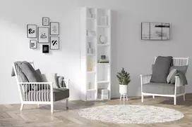 Knygų lentyna, Hanah Home, balta, 44,4 x 150 x 19,6, cm