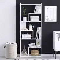 Knygų lentyna, Hanah Home, balta, 60 x 150 x 15, cm