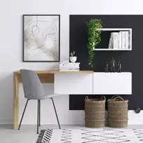 Darbo stalas, Hanah Home, baltas Ąžuolas, 145 x 74 x 45, cm
