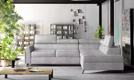Kampinė sofa Kairos su patalynės dėže, audinys Monolith 84