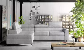 Kampinė sofa Kairos su patalynės dėže, audinys Monolith 84