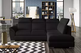 Kampinė sofa Loreto su patalynės dėže, audinys Mat Velvet 99