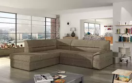 Kampinė sofa Elano su patalynės dėže, audinys Berlin 03
