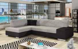 Kampinė sofa Fabio su patalynės dėže, audinys Berlin 01, Soft 11