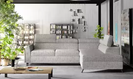 Kampinė sofa Kairos su patalynės dėže, audinys Berlin 01