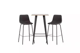 Tempe baro stalas - juodas / Nature MDF + Alexi baro kėdė - matinė juoda / tamsiai ruda PU _2