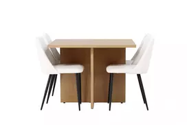 Valgomojo stalas Leo 100*75 - Oaklook / Oaklook MDF + naktinė valgomojo kėdė - juoda / balta PU _4
