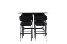 Rax baro stalas 120*60 - juodas / juodas MDF + Lui baro kėdė - juodas / juodas PU _4