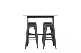 Rax baro stalas 120*60 - juodas / juodas MDF + Tempe baro kėdė - tamsiai pilka / metalas _4