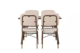 Valgomojo stalas Kaseidon, Tamsi ruda + 4 kėdės Seda, Beige