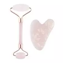 "Palsar 7 Rose Quartz Jade Roller & Gua Sha Set" ("Guasha Rose Quartz") - masažo volelis ir plokštelė